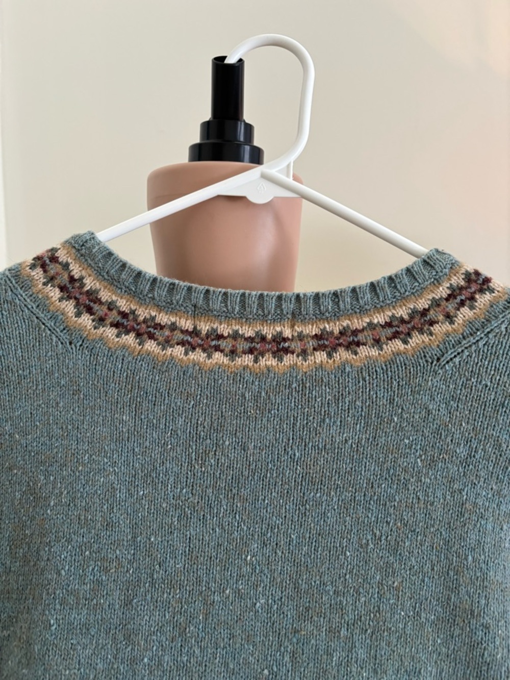 Vintage Eddie Bauer Teal Crewneck Sweater with Fair Isle Trim - Picture 8 of 10